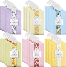 30 Pack Scented Natural Moth Repellent Sachets, 6 Different Fragrances, Wardrobe Fresheners with Hanging Bags, Wardrobe Fresheners for Closet, Bathroom, Clothes Trolley