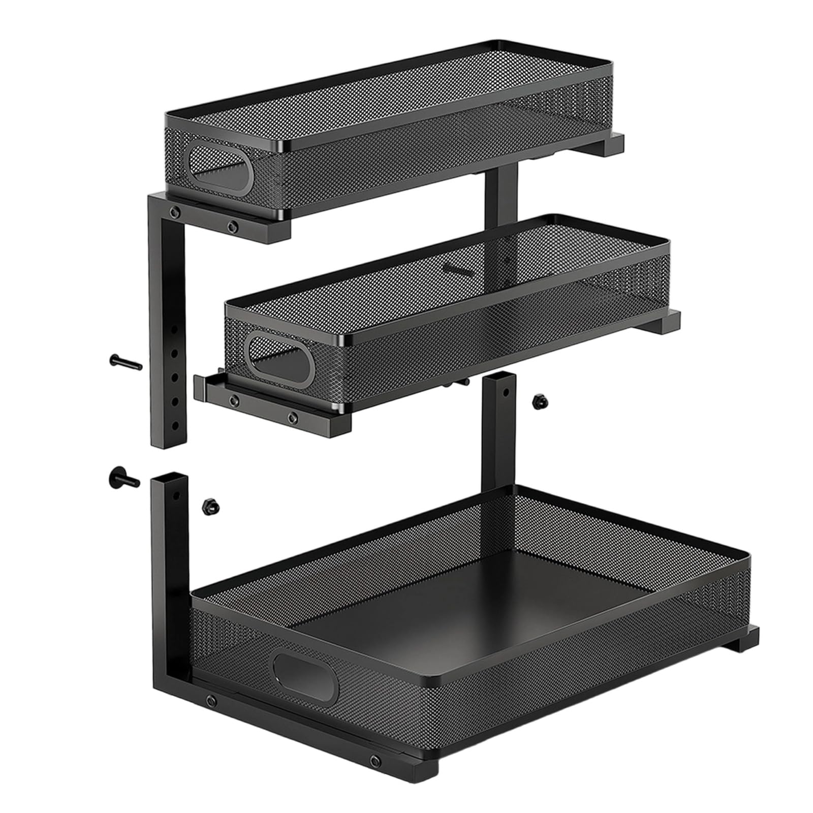 JSGHGDF Reinforced 3 Cabinet Storage with Gliding Trays for Easy Access in Living Areas Iron Storage Stand