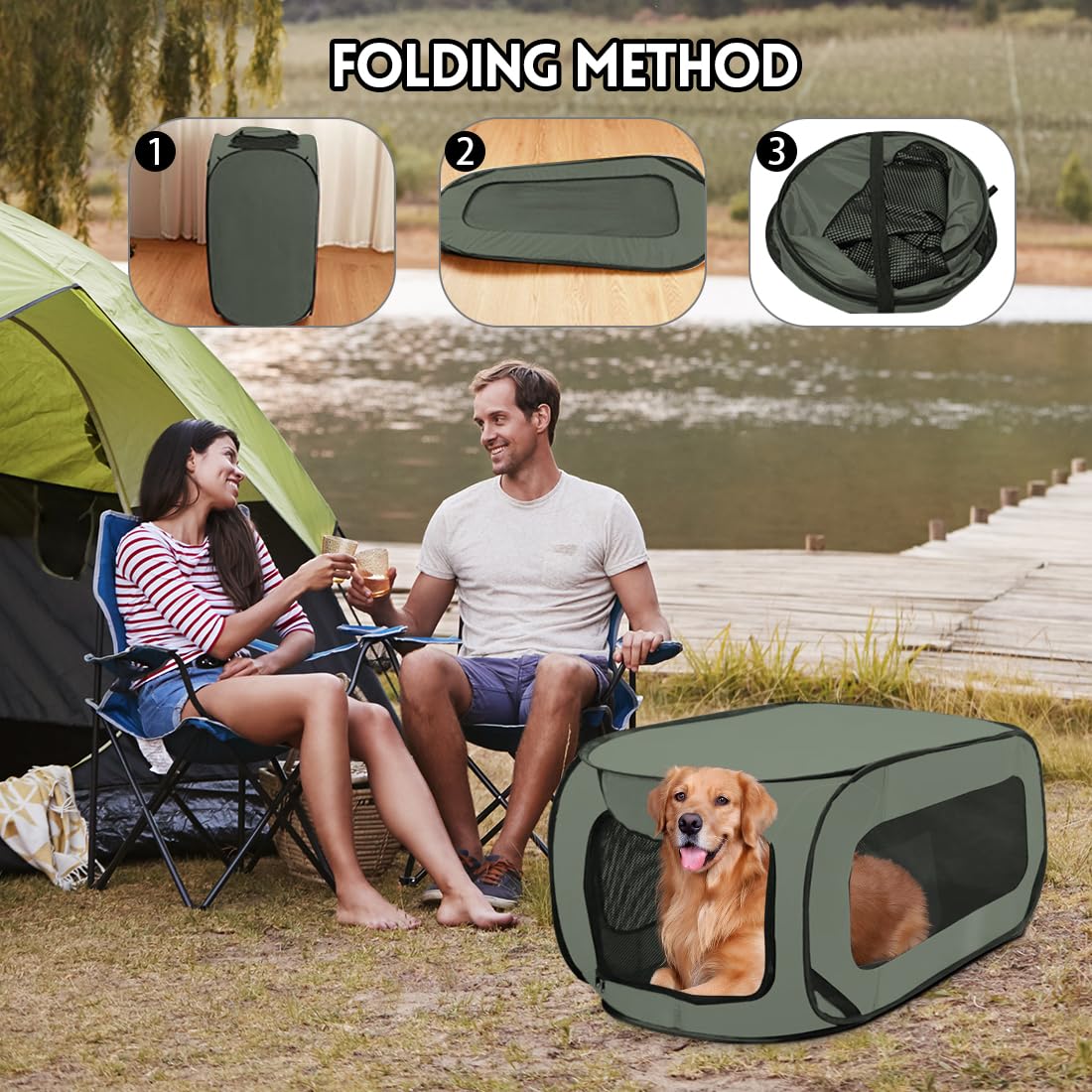Faltbare Auto Hund und Katzentransportbox 92x52x52cm aus wasserdichtem Oxford Stoff für Tiere bis 30kg, doppeltürige belüftete Transporttasche für Autofahrt Camping Tierarzt Weiß