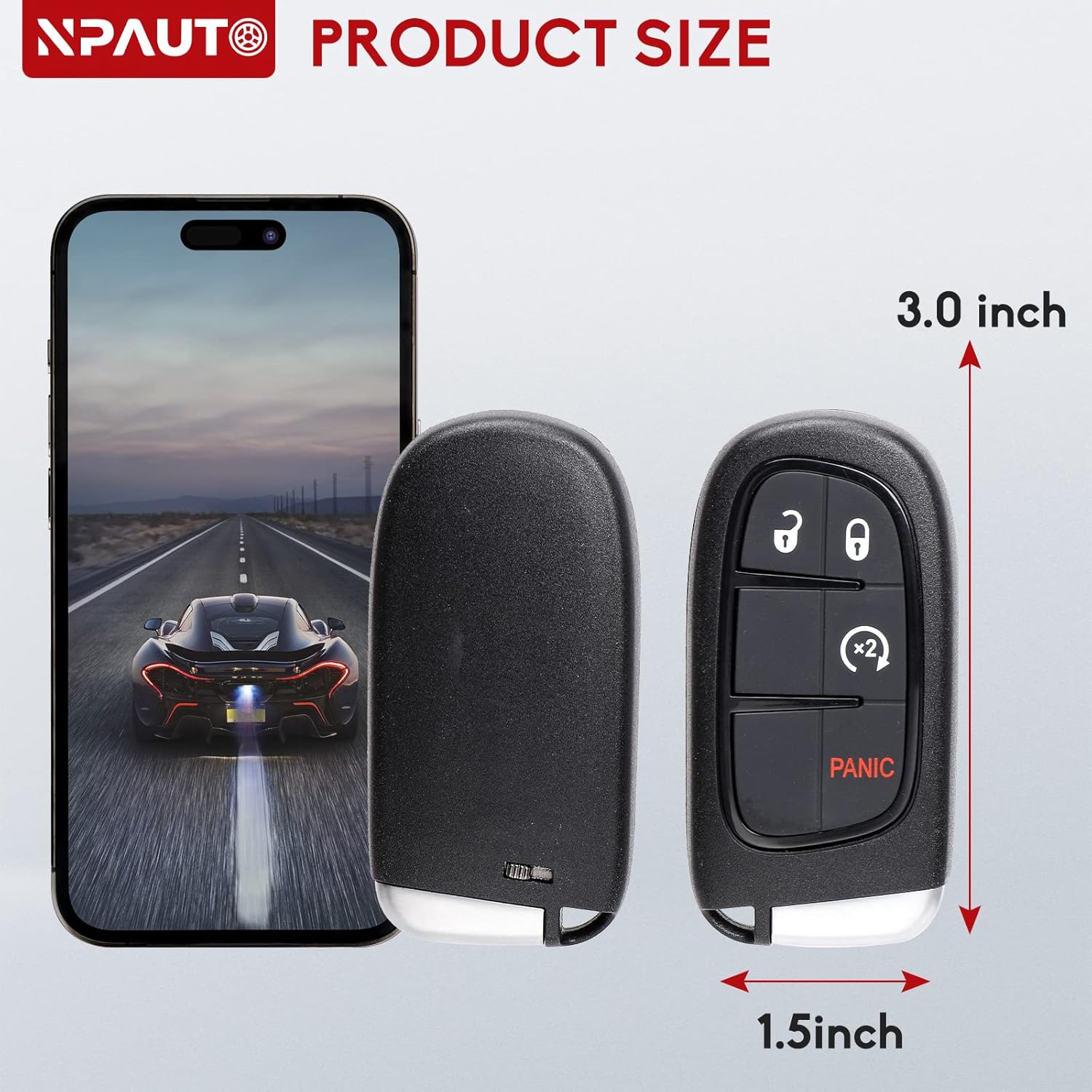 NPAUTO Key Fob Replacement for 2013 2014 2015 2016 2017 2018 Dodge Ram 1500 2500 3500 Laramie Outdoorsman SLT SXT Pickup Truck, Car Keyless Entry Remote Control Start Proximity Smart Key GQ4-54T