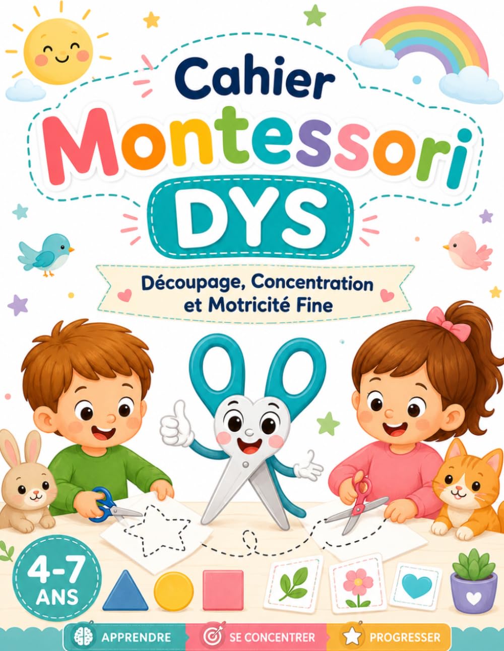 Cahier Montessori DYS : Découpage, Concentration et Motricité Fine pour Enfants 4-7 Ans: Activités Progressives de Découpage, Coordination Œil-Main, ... à l'Écriture pour Enfants DYS, TDAH et TSA