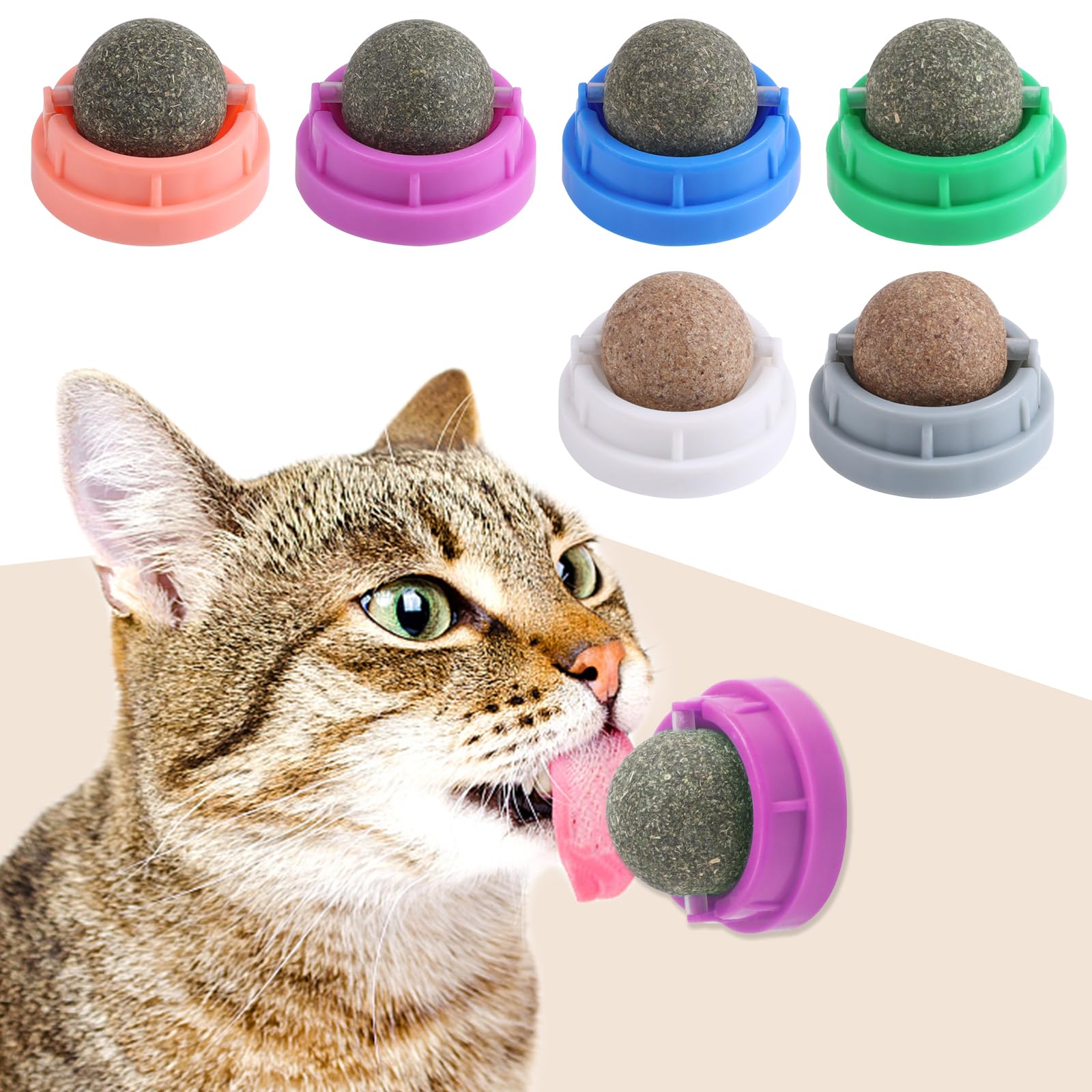 CCINEE 6PCS Catnip Balls for Cats Wall Catnip Toys Edible Cat Toys for Cat Lick Safe Healthy Kitten Chew Toys Teeth Cleaning Dental Cat Toys