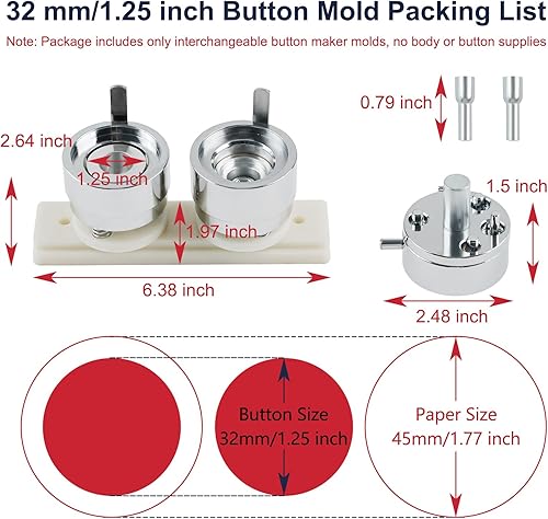 Miniatura 10 de Happizza Molde para hacer botones de 2.25 pulgadas - Molde de troquelado intercambiable para máquina de botones adecuado para máquina de botones de