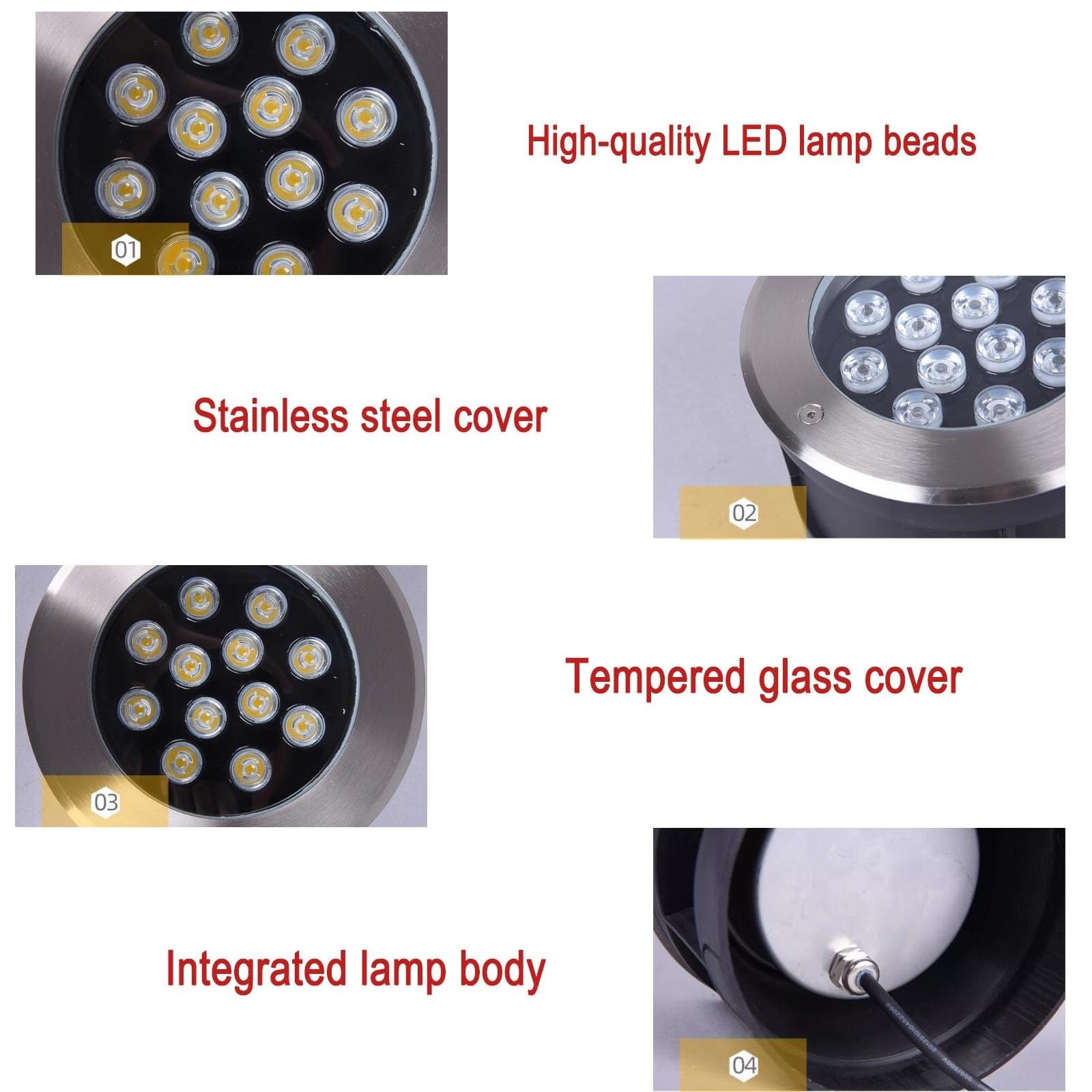 RGB Faretti Esterno LED Colorati Incasso - Faretti Per Piscina, Luce Sotterranea A LED, Faretto Subacqueo Incasso CA 24V, Luci Da Giardino Per Villa Impermeabili IP68, Illuminazione Decorativa(Yellow,