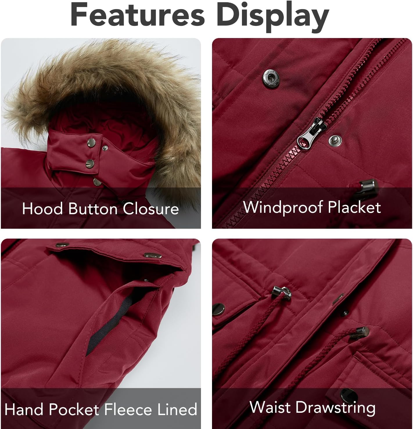 Garemcy Women's Winter Coat Water Repellent Long Puffer Jacket Warm Parka with Detachable Fur-trim Hood - Image 6