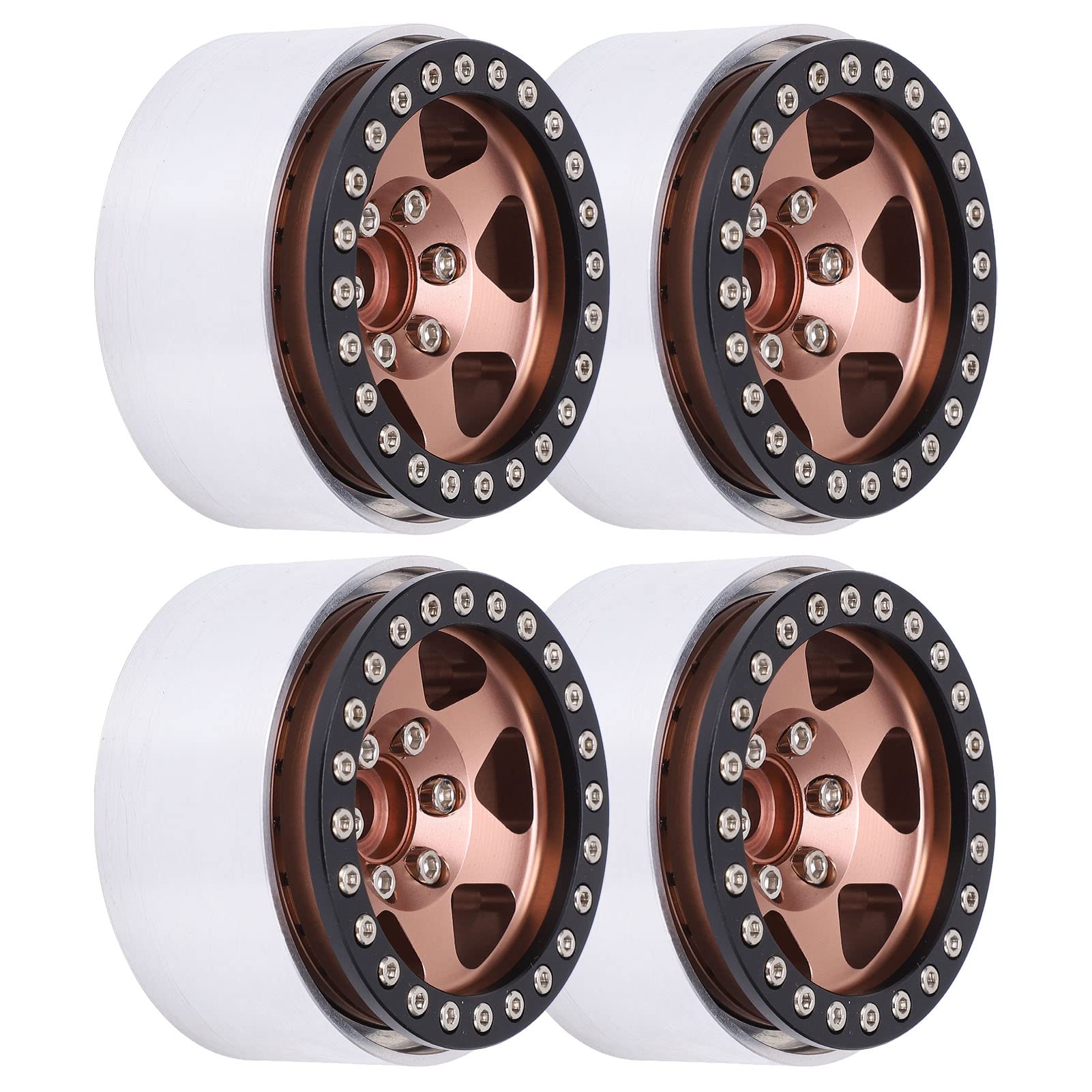 4 szt. 1,9 cala RC piasta samochodowa ze stopu aluminium do 1/10 RC Track do Axial SCX10 90046 AXI 03007 do MST (brązowy)