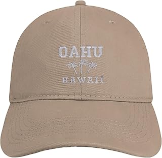 Trendy Apparel Shop Oahu Hawaii and Palm Tree Embroidered Brushed Cap