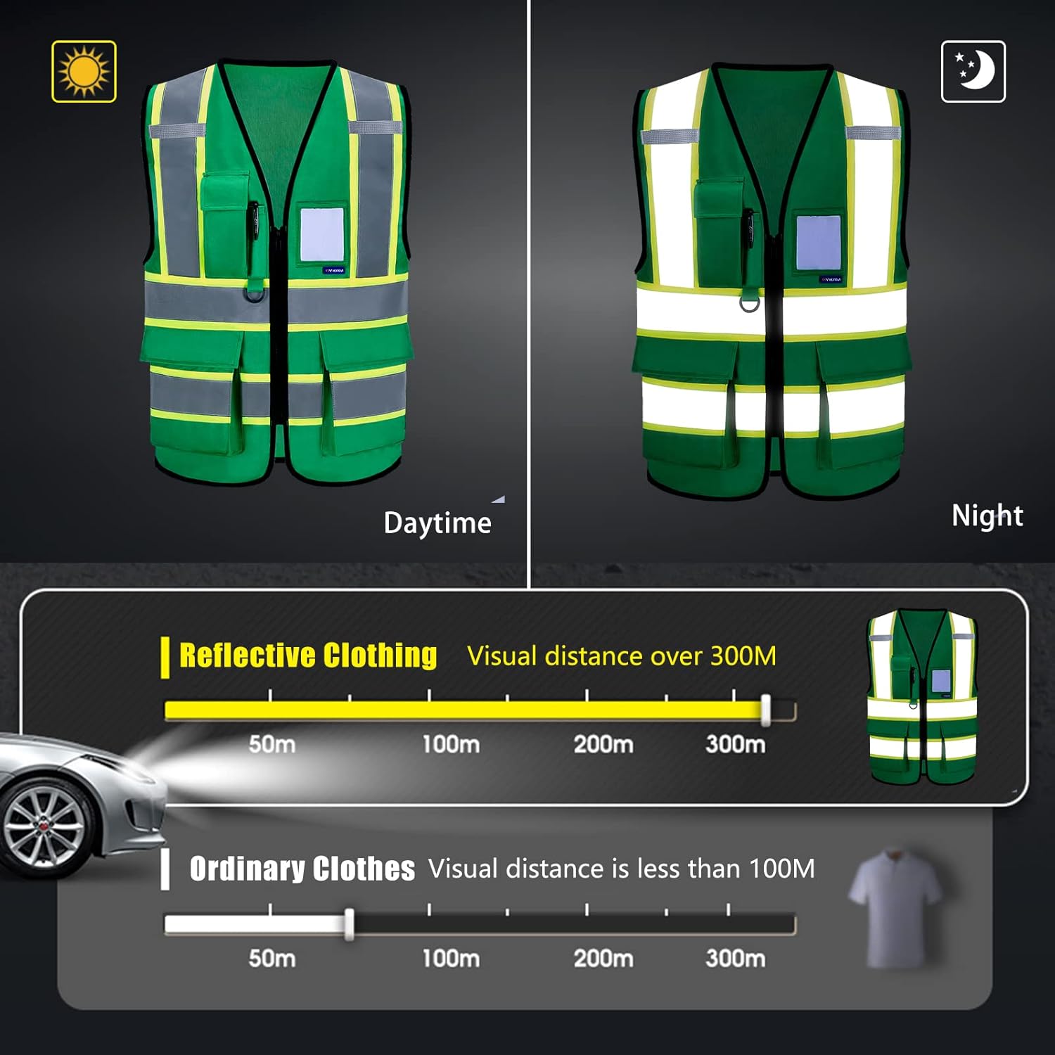 AYKRM 11 color High Vis Reflective Safety Vest for Women Men Pocket Zipper ANSI/ISEA Standard - Image 4