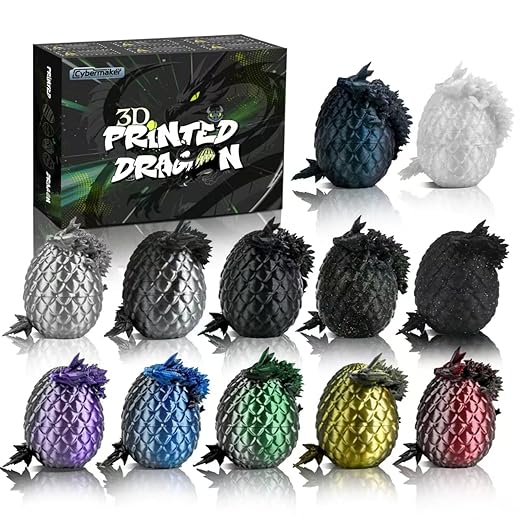 12PCS Black 3D Printed Dragon Toys Eggs with Dragon Inside, Dark Fantasy Collectible Toys, Cool Stuff Fun Gifts, Fidget Toy for Kids Adults Teens Boy Gifts Christmas Stocking Stuffers
