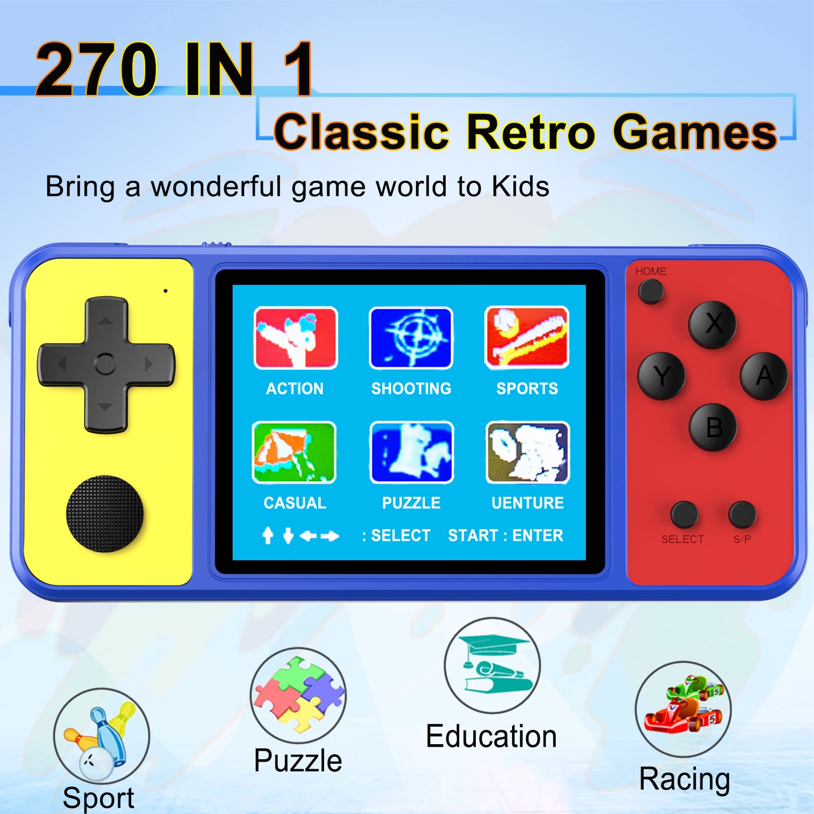 Great Boy Handheld Game Console for Kids Preloaded 380 Classic