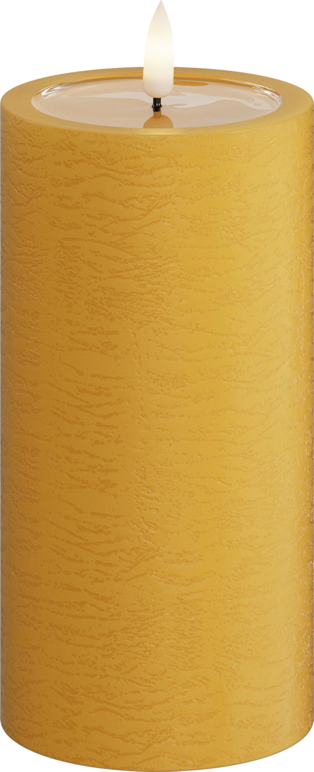 Deluxe Homeart Unique LED Candles - Handmade Real Wax Ochre Yellow Flickering Flameless Candle with 3D Real Flame™ Technology - 1500+ Hour Battery Life (7.5 x 15 cm)