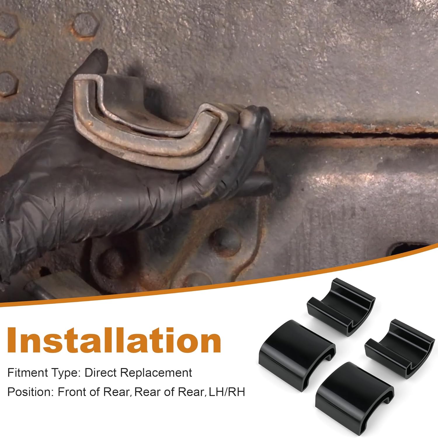 Rear Suspension Leaf Spring Insulator Insert Bushing Bumper Pad Compatible with Ford F-Super Duty Truck F-350 Chassis Cab 1992-2025 E8TZ-5A978-A E8TZ5A978A (4)