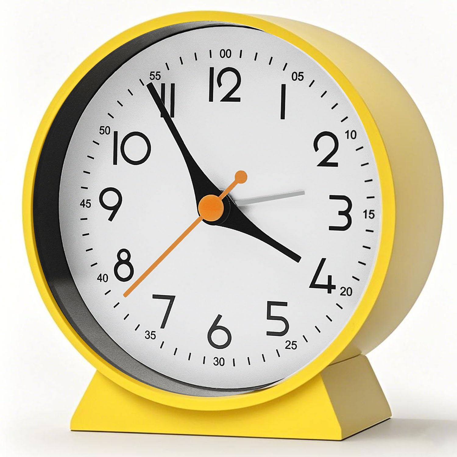 Analog Alarm Clock with No Tick, Small Retro Desk Battery Operated, Table Clock for Living Room Decor, Bedroom, Bedside, for Kids(Yellow)