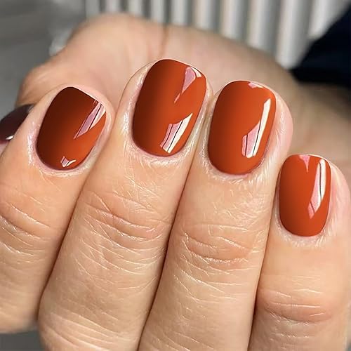 Orange Press on Nails - Burnt Orange - Fake Nails