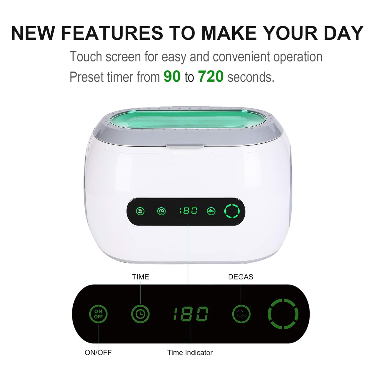 CO-Z Ultrasonic Jewelry Cleaner, 600 mL Touch Screen Electric Mini Ultrasound Cleaner Machine for Cleaning Teeth Diamond Gold Silver Ring Watch Glasses Small Parts with Upgraded Digital Timer : Industrial & Scientific