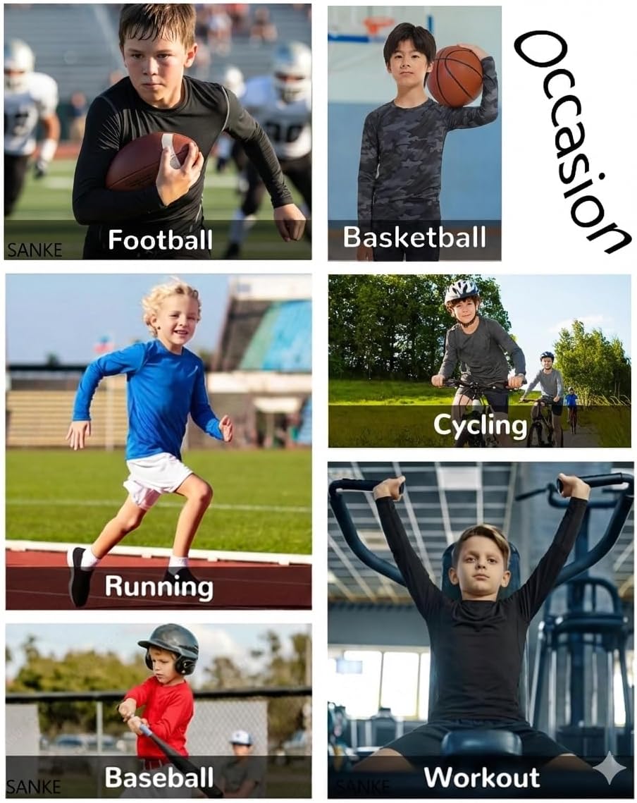 Boys Compression Shirt & Pants Set Baseball Base Layer for Kids Youth Football Sports Tights Long Sleeve Underwear - Image 6