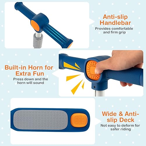 Miniatura 3 de HONEY JOY Patinete para niños, scooter plegable de autoequilibrio para niños, cubierta de 4 expresiones, 3 ruedas intermitentes, scooter inclinado