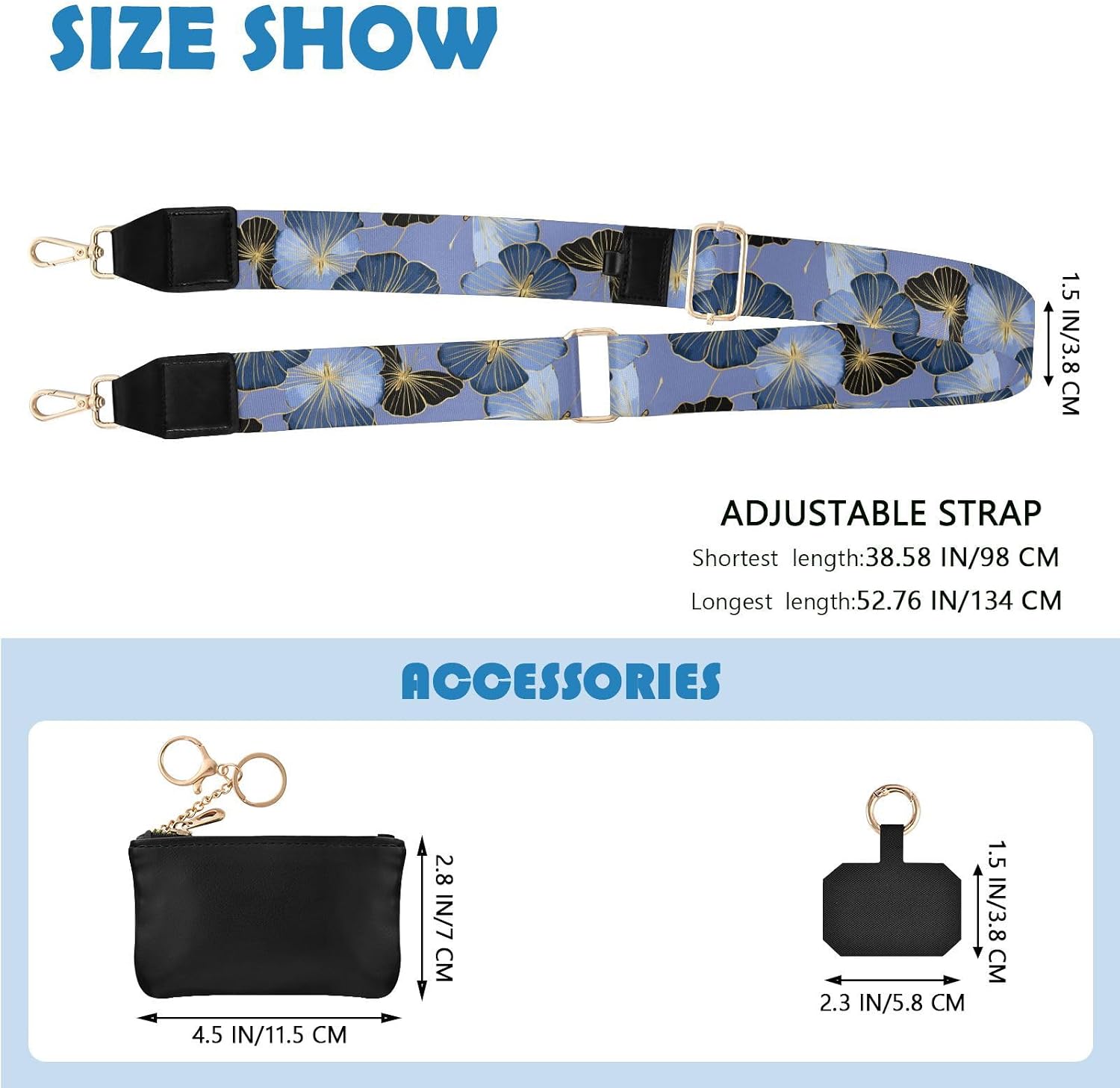 Cell Phone Lanyard Luxury Blue Butterfly Crossbody Phone Lanyard | Adjustable Neck Strap with Wallet,,Compatible with Most Smartphones