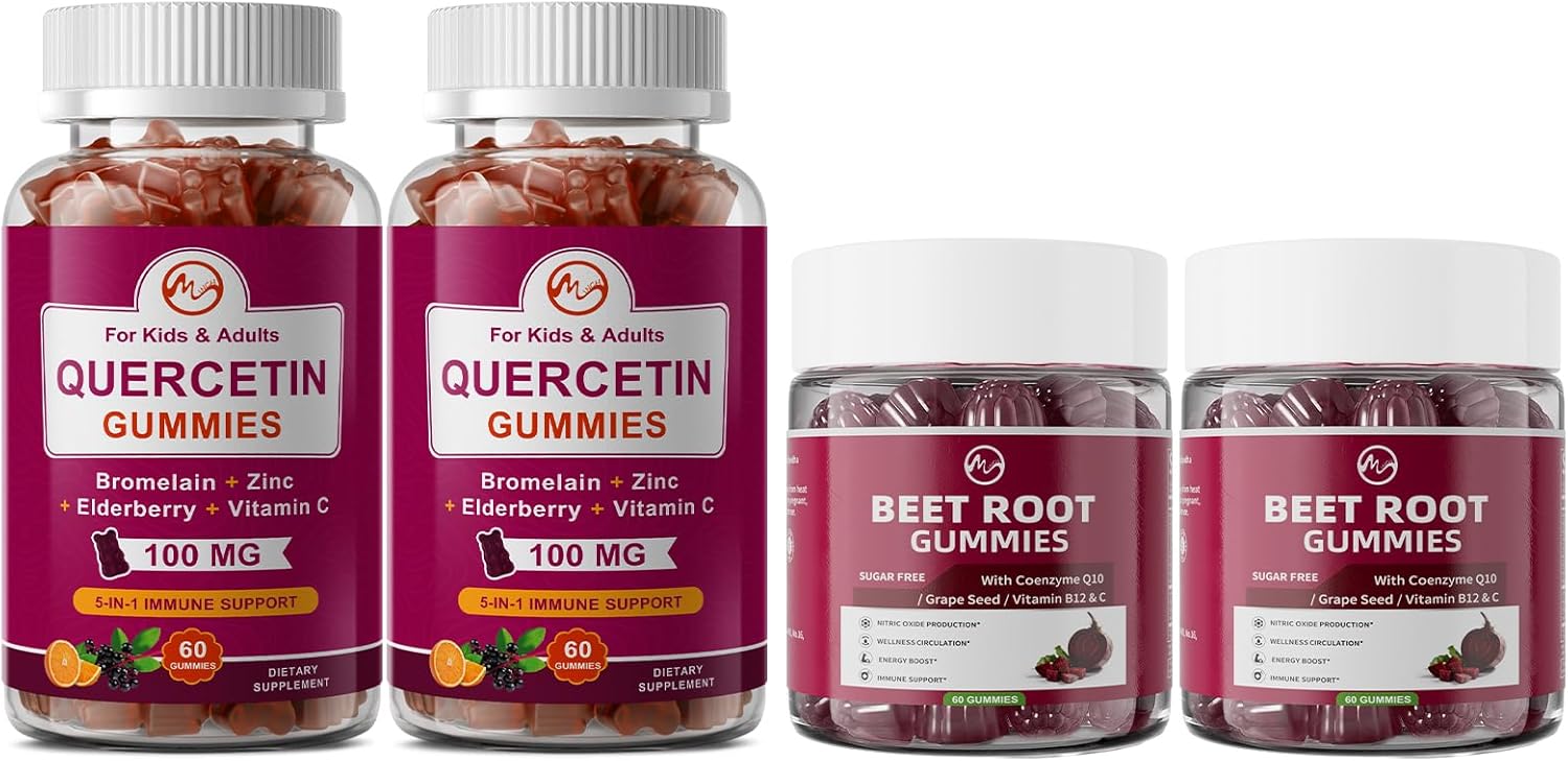 M inch Beet Root Gummies & Quercetin Gummies - Blood* Pressure Support & Immune Support
