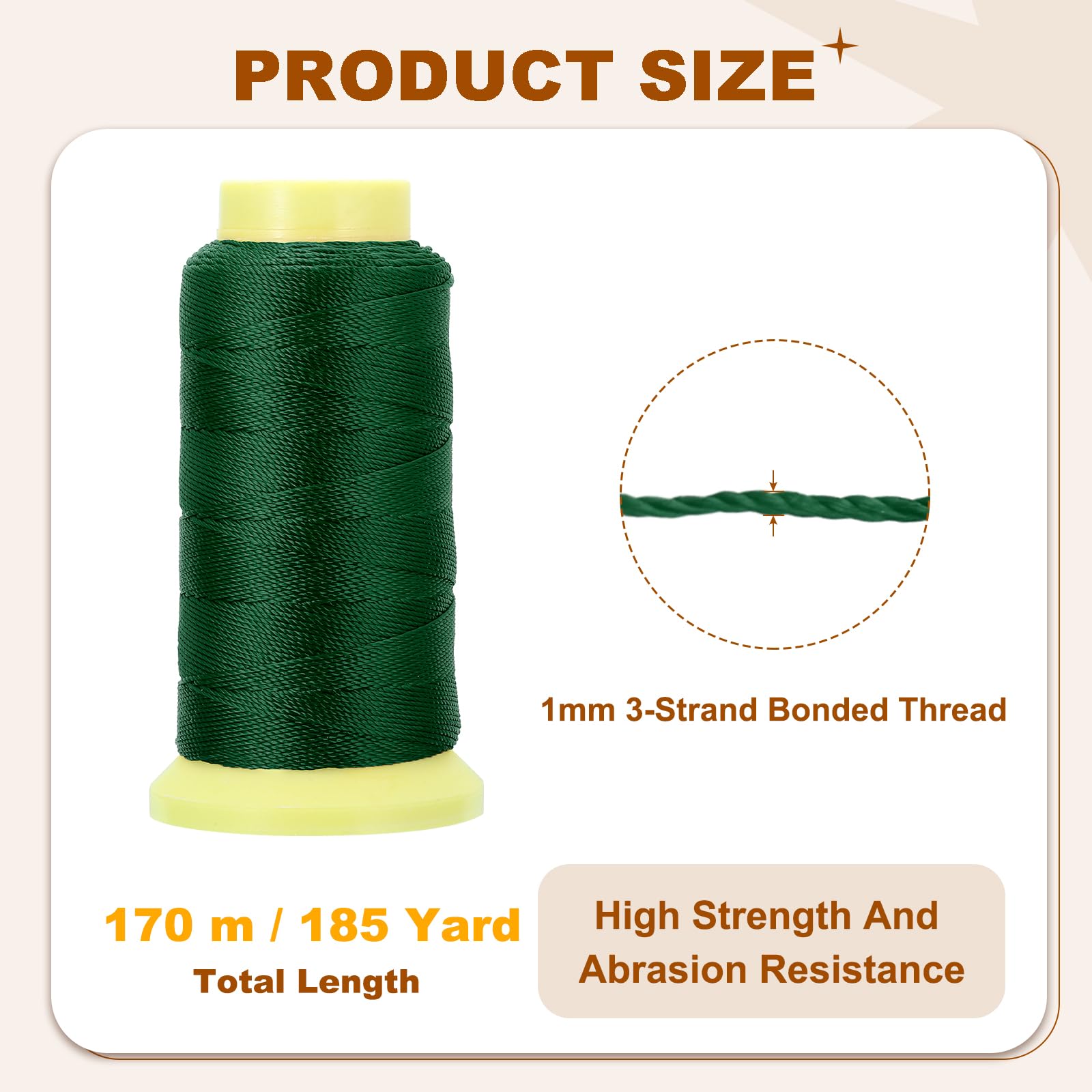 PATIKIL Bonded Thread, 1 mm 190 Yards Polyester Sewing Cord for Weave Bracelets Pendant Ropes Macrame Bookbinding DIY Craft - Image 2