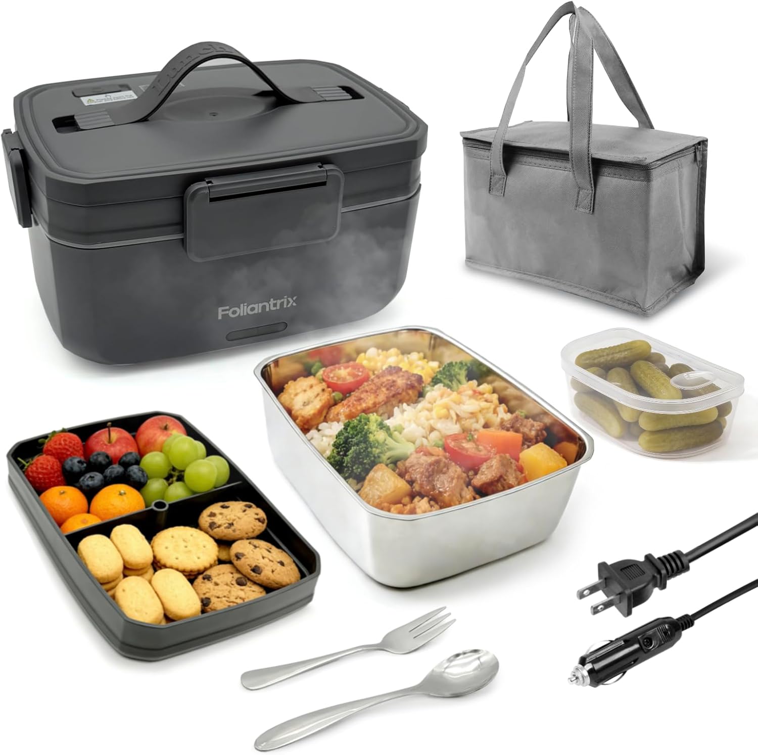 Heated Lunch Box 90W Electric Lunch Box for Adults with 2L Stainless Steel Container Portable Food Warmer for Men/Car/Truck/Work/Travel Loncheras Para Hombres De Trabajo 12/24/110v