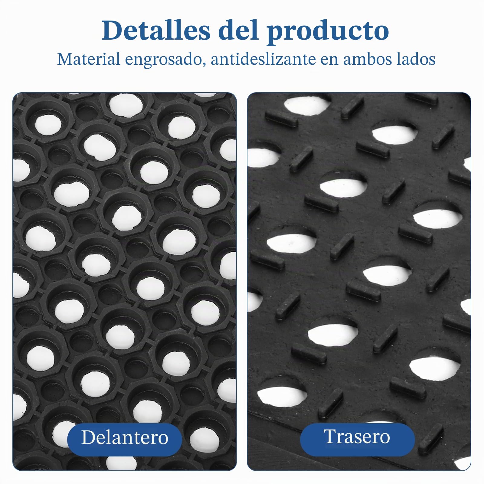 MYOYAY Alfombrilla de Goma con Anillos de Goma 90 x 150 cm, Alfombrilla de Panal Grande de Goma para el Exterior, Felpudo Perforado, Alfombra Antideslizante para atrapar la Suciedad
