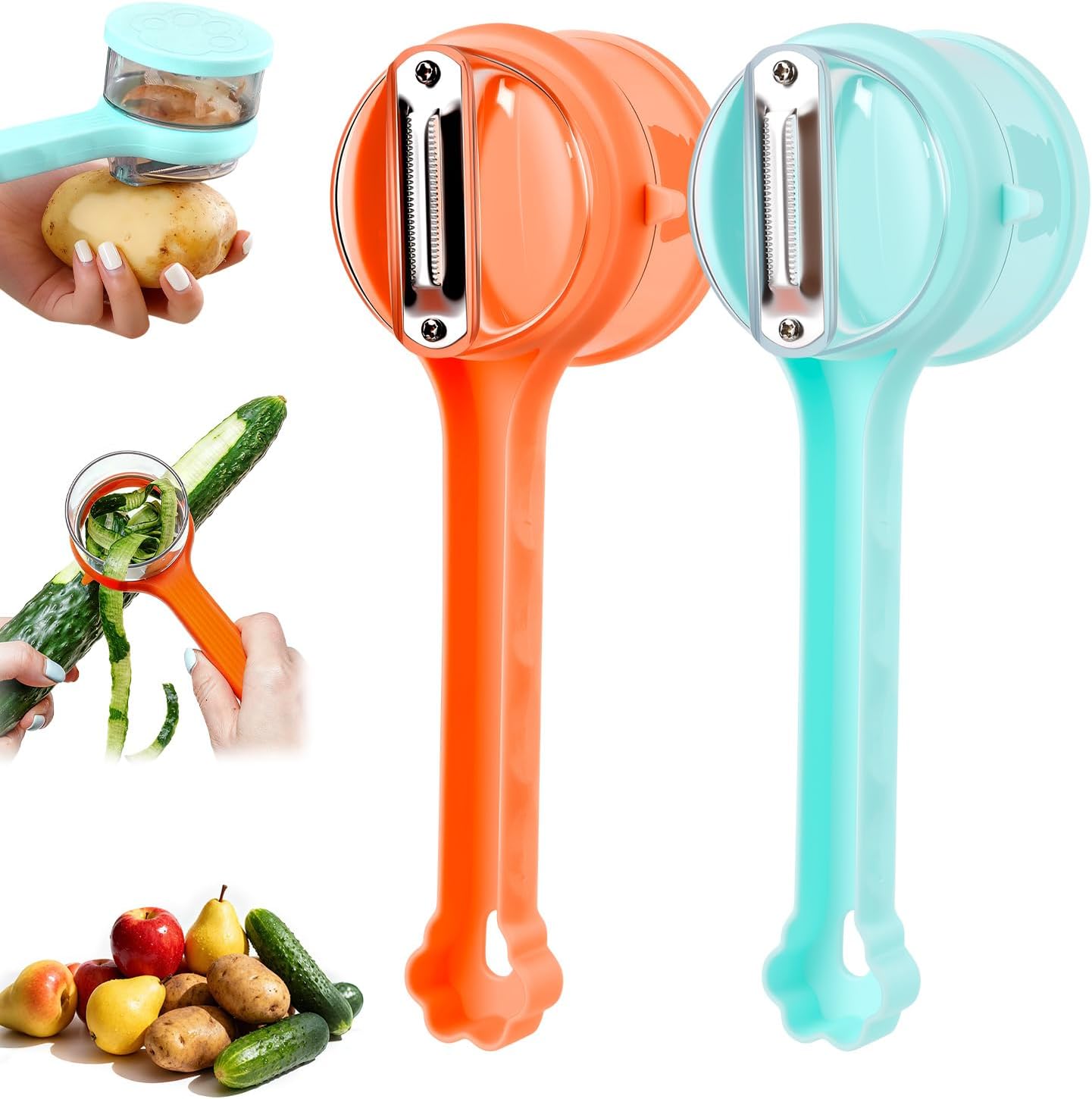 2PCS Kitchen Special Fruit Peeler with Box Storage, Upgrade Vegetable Peeler with Catcher Peeler with Storage Bucket, 2026 New Double-Sided Stainless Steel Multi-Function Peelers (Orange+Blue) 2PCS Kitchen Special Fruit Peeler with Box Storage, Upgrade Vegetable Peeler with Catcher Peeler with Storage Bucket, 2026 New Double-Sided Stainless Steel Multi-Function Peelers (Orange+Blue)