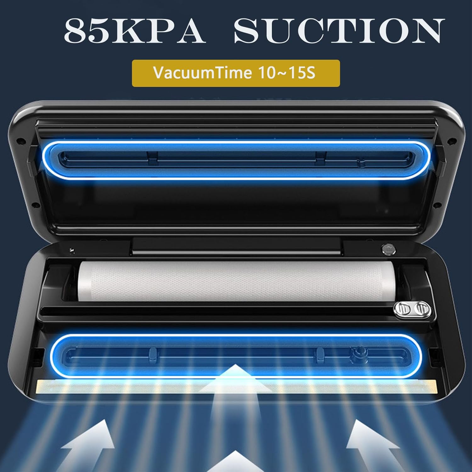 Vacuum Sealer Machine, Food Sealer Machine 85kpa Automatic 8-in-1 for Food Saving Dry/Moist Mode with Build-in Cutter&Storage, Air Suction Hose,Vacuum Bags 20 pcs - Image 3