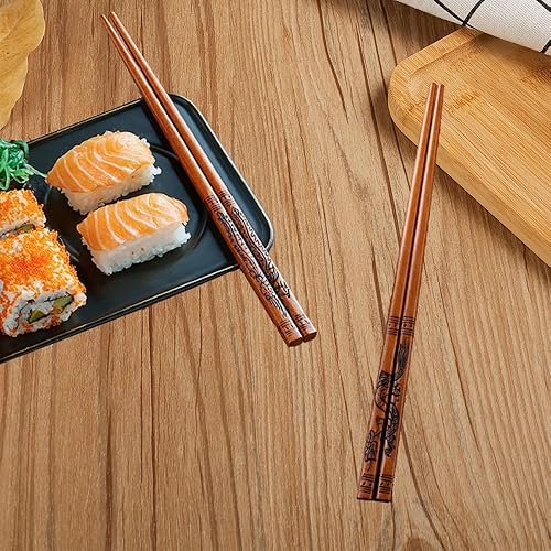 Miniatura 10 de Chopsticks Reusable- Chinese Style Chopsticks, Dragon and Phoenix Chopsticks Set with Holder and Carrying Bag, Natural Wooden Chopstick Gift Set 2