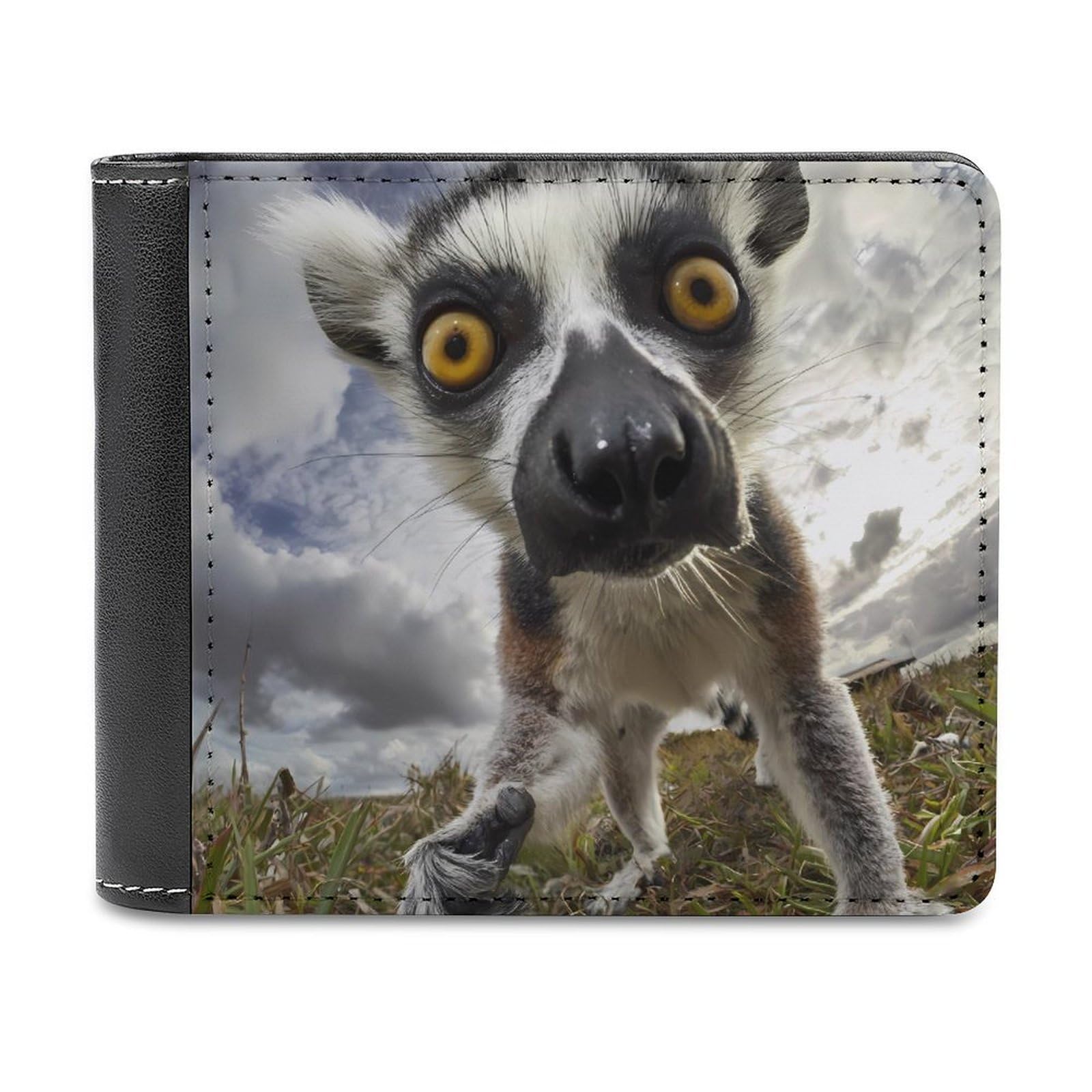 Funny Lemur Slim Bifold Wallets for Men Stylish Front Pocket Purse with Card Holder Slots