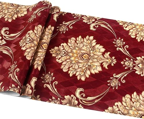 Q QIHANG Papel tapiz de damasco con flores 3D europeas de lujo para dormitorio, sala de estar, fondo de pared, rayas vintage, rollo de papel de