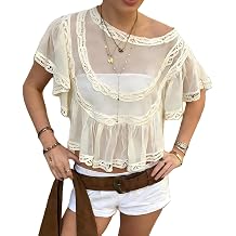 Women Sheer Poncho Top Lace See Through Shawl Shrug Blouse Boho Summer Beach Cover Up