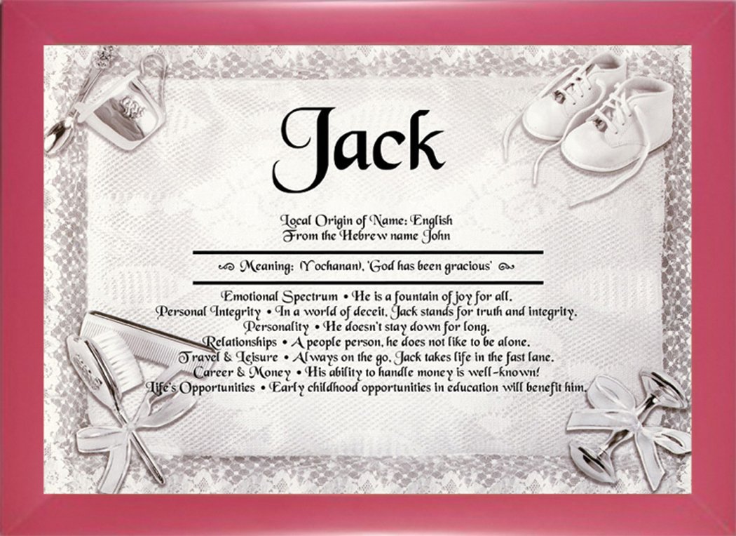 All About Names First Name Meaning Print - Christening-1 Design Pink Frame โ image 1