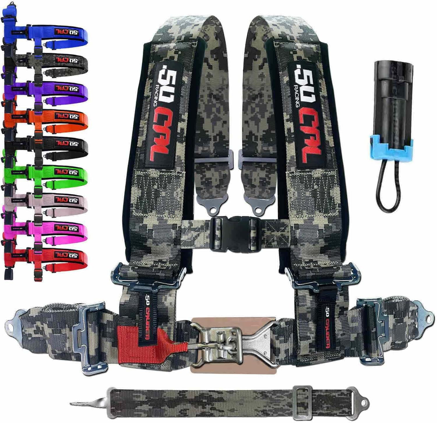 5 Point Harness for Bucket Seat & Bypass Plug for Bucket Seat, 9 Color Options, Compatiable with Canam, Racing Harness, UTV