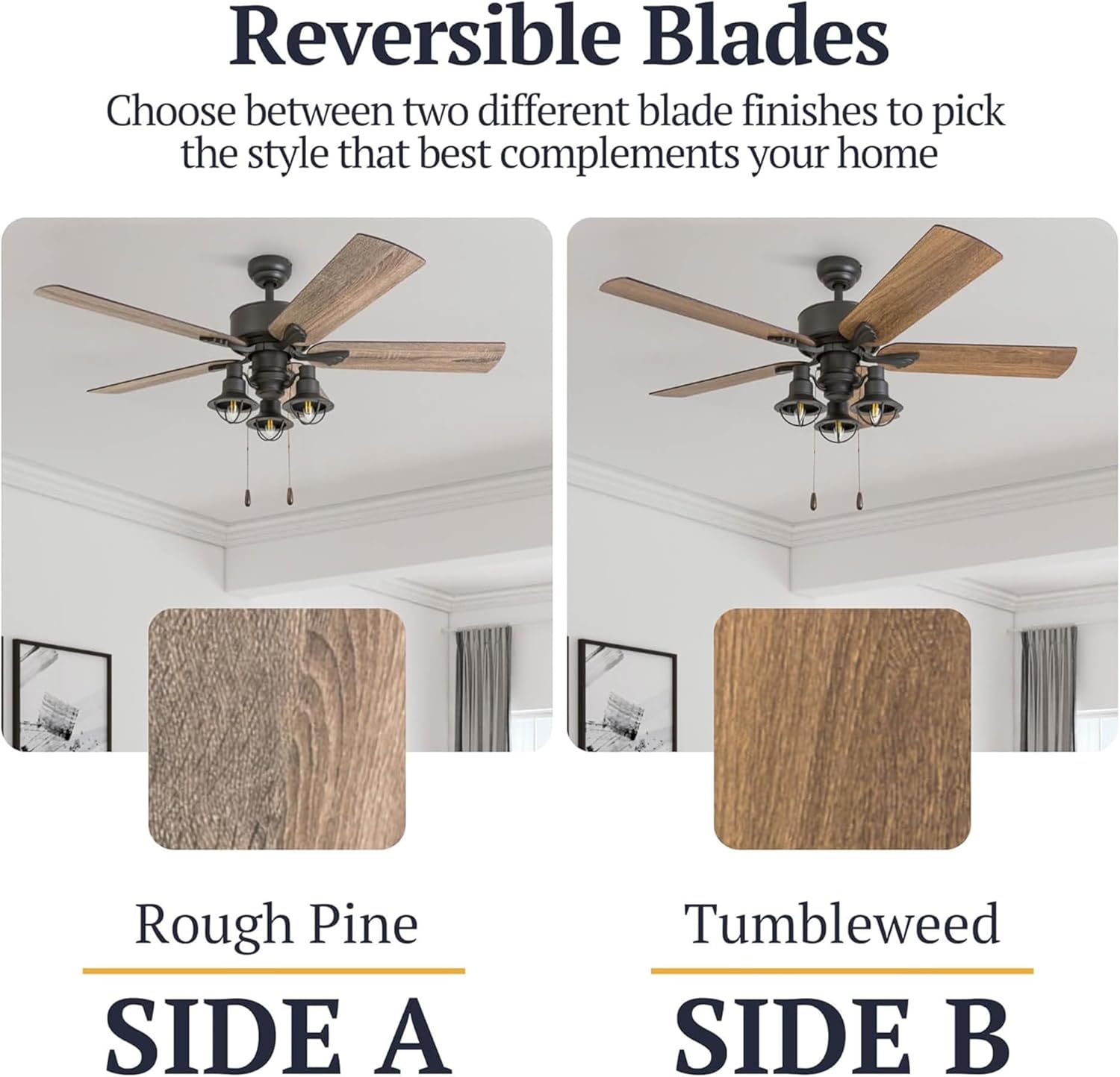 Prominence Home Sivan Farmhouse LED Ceiling Fan with Light, Remote Control, 3 Mounting Options 5 Dual Finish Blades and Reversible Motor, 52", Bronze