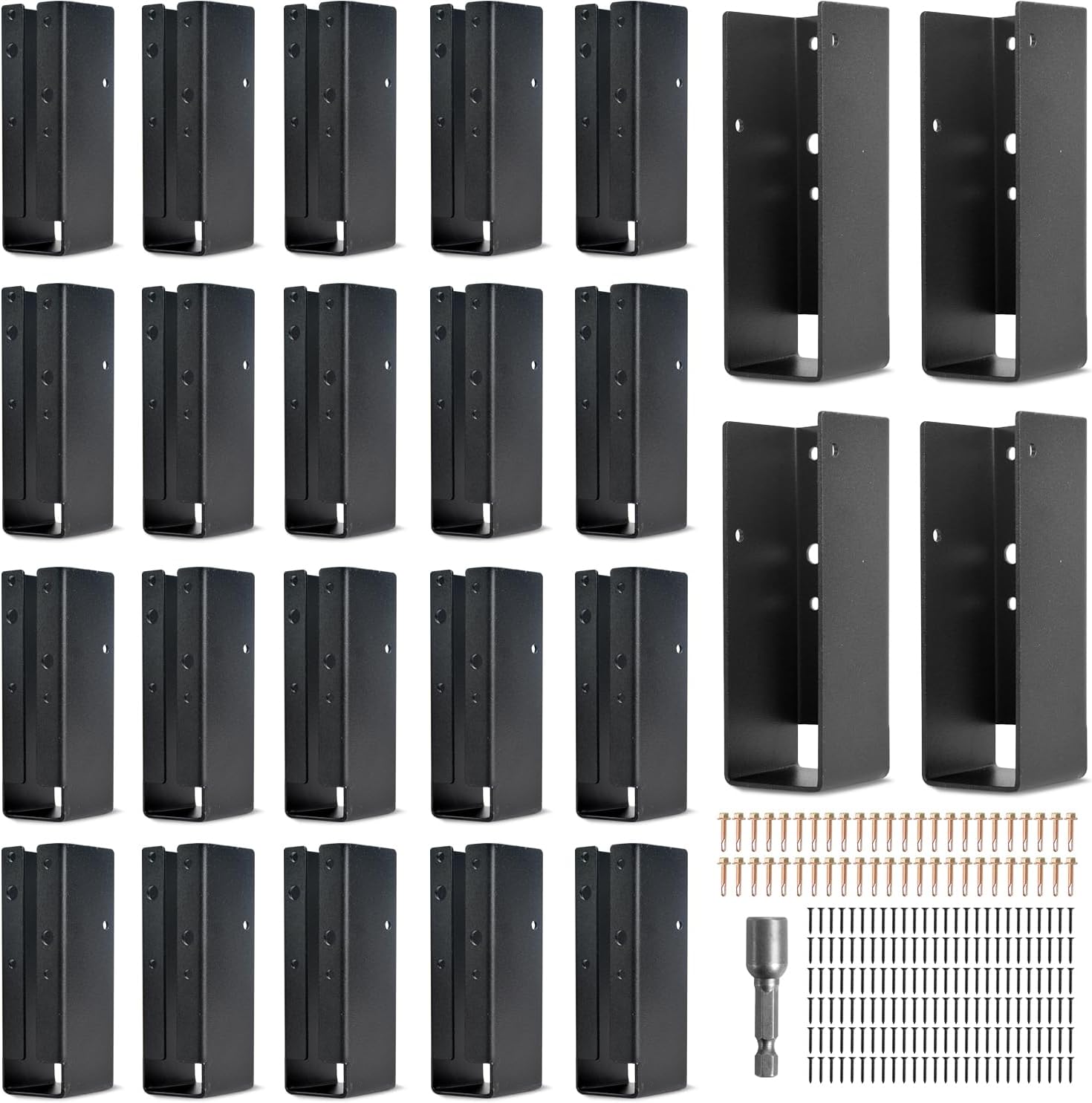 24PCS 2"x6" Hidden Joist Hangers with Screws – Contractor Pack Galvanized Steel Concealed Joist Hanger Brackets for Decks, Pergolas, Roof Beams, Patio Covers, Heavy Duty Deck Framing Hardware