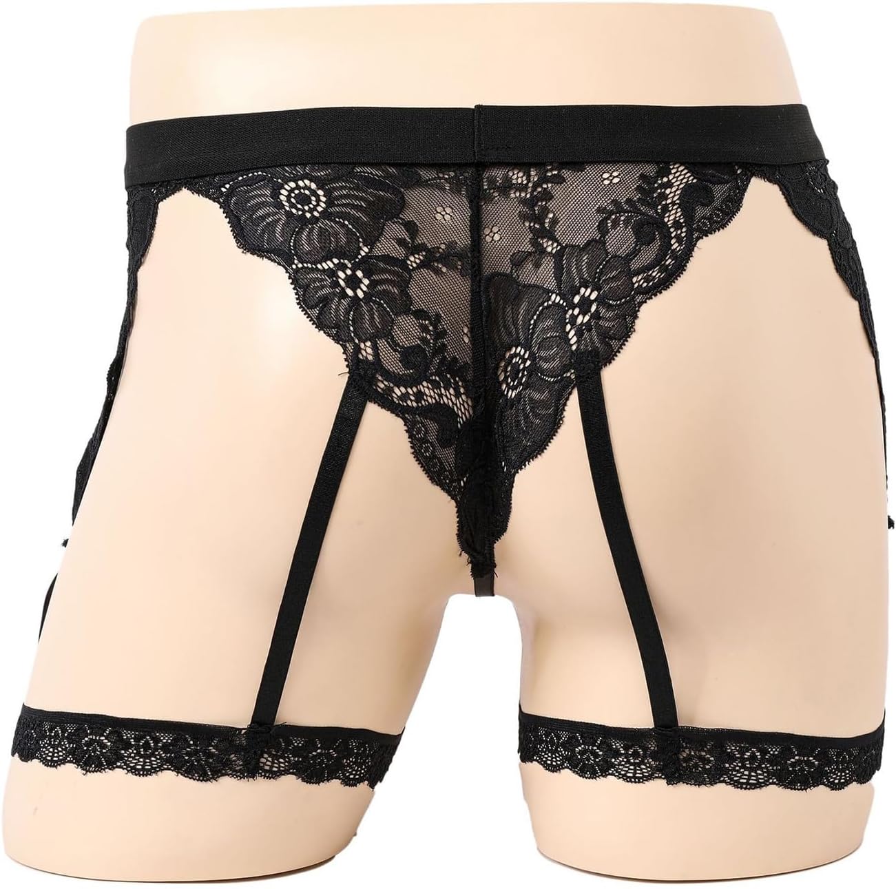 Mens Sissy Thongs Underwear Sexy Lace Panties Boxer Briefs Sheer Pouch Garter Crossdress Underwear Lingerie for Men - Image 4