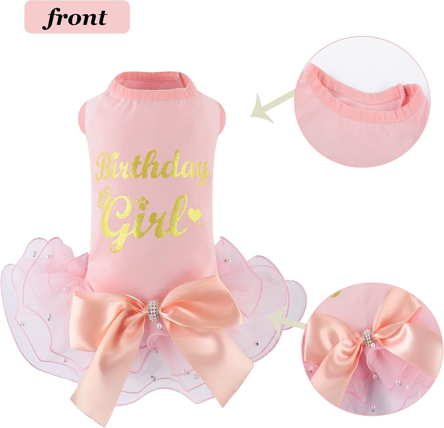 Dogs Glitter Wedding Dresses Tutu Skit for Small Medium Dog Pet Outfit Princess Flower Girl Clothes for Birthday Bridal Halloween Party Costume (Birthday Girl Pink, XL)