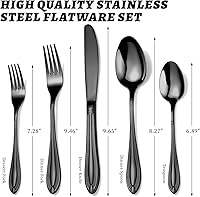 Vista 2 de TIVOLI Juego de cubiertos para 4, 20 piezas de cubiertos de acero inoxidable resistente, incluye cuchillo de carne, tenedor y cuchara, apto