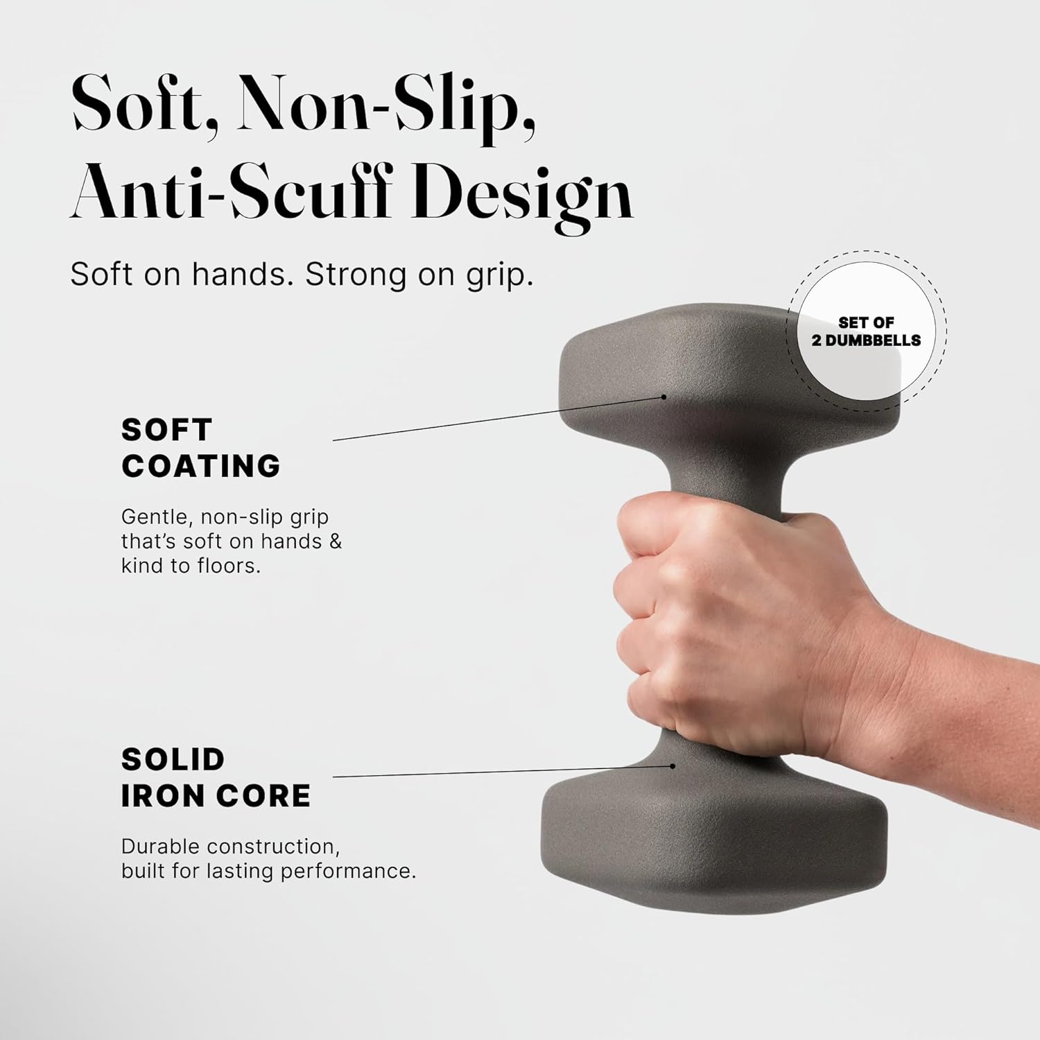 WeGym SafeGrip Square Dumbbells with Anti Slip Handles, Aesthetic Free Weights for Home Workouts, Stable Design Prevents Rolling during Floor Exercises