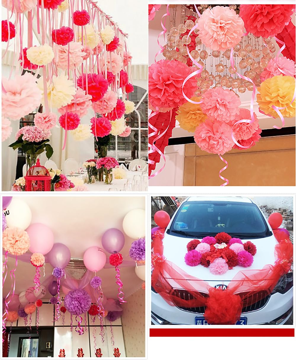 Paper Flower Pom Poms for Party Wedding Decoration Festival Birthday Baby Shower Christmas Garden Party Decoration,(Gray,30 cm)