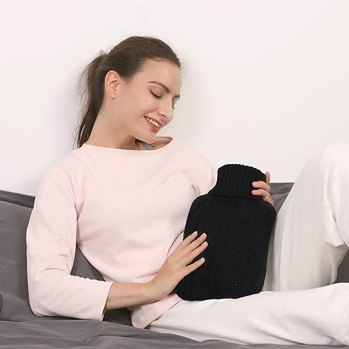 Miniatura 2 de Samply Botella de agua caliente con cubierta de punto, bolsa de agua caliente de 2 litros para compresión caliente y fría, calentador de manos y