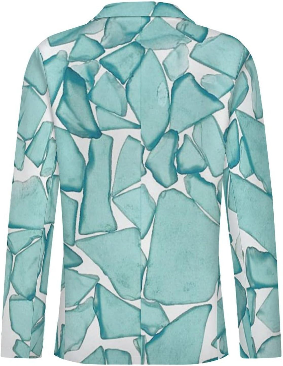 Teal Sea Glass Nautical Print Men's Blazer Casual Suit Jackets Business Button Sport Coats