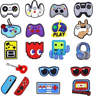 20PCS Video Game Croc Charms, Gamer Croc Charms Gaming Croc Charms Cartoon Cute Game Controller Shoe Decoration for Boys Teens Adult Men Croc Sandals Party Favor Birthday