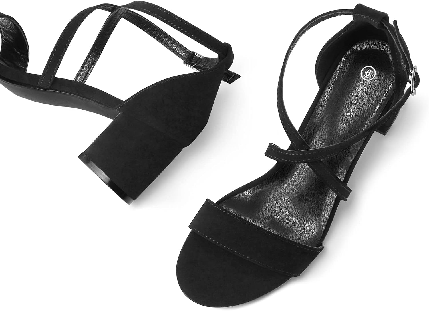 mysoft Women's 2.25 Inch Low Chunky Heels Dress Pump Open Toe Cross Ankle Strap Wedding Block Heeled Sandals - Image 6