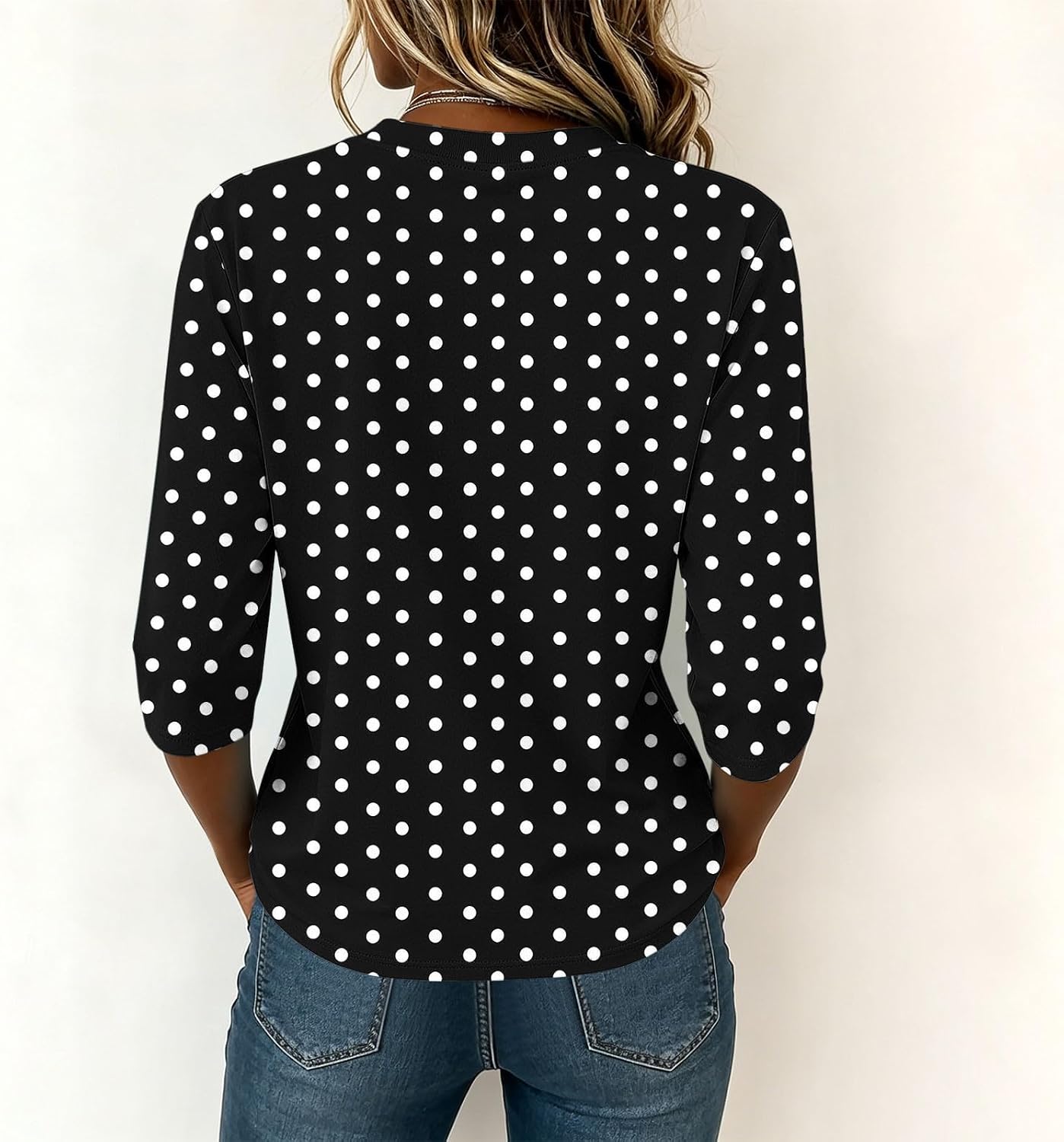 Women's Round Neck Top Lightweight 3/4 Sleeve Tunic T Shirts | Floral Printed Loose Fit Fashion Blouses Comfy Soft Plus Size Business Work Tees Casual Breathable Clothes