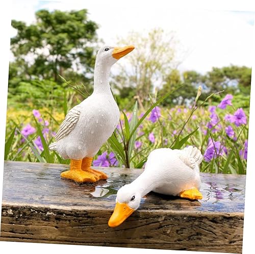 Miniatura 6 de GANAZONO Figura de pato blanco simulada de pato, figura de pato, estatua coleccionable de resina, decoración de patio blanco, decoración de estanque