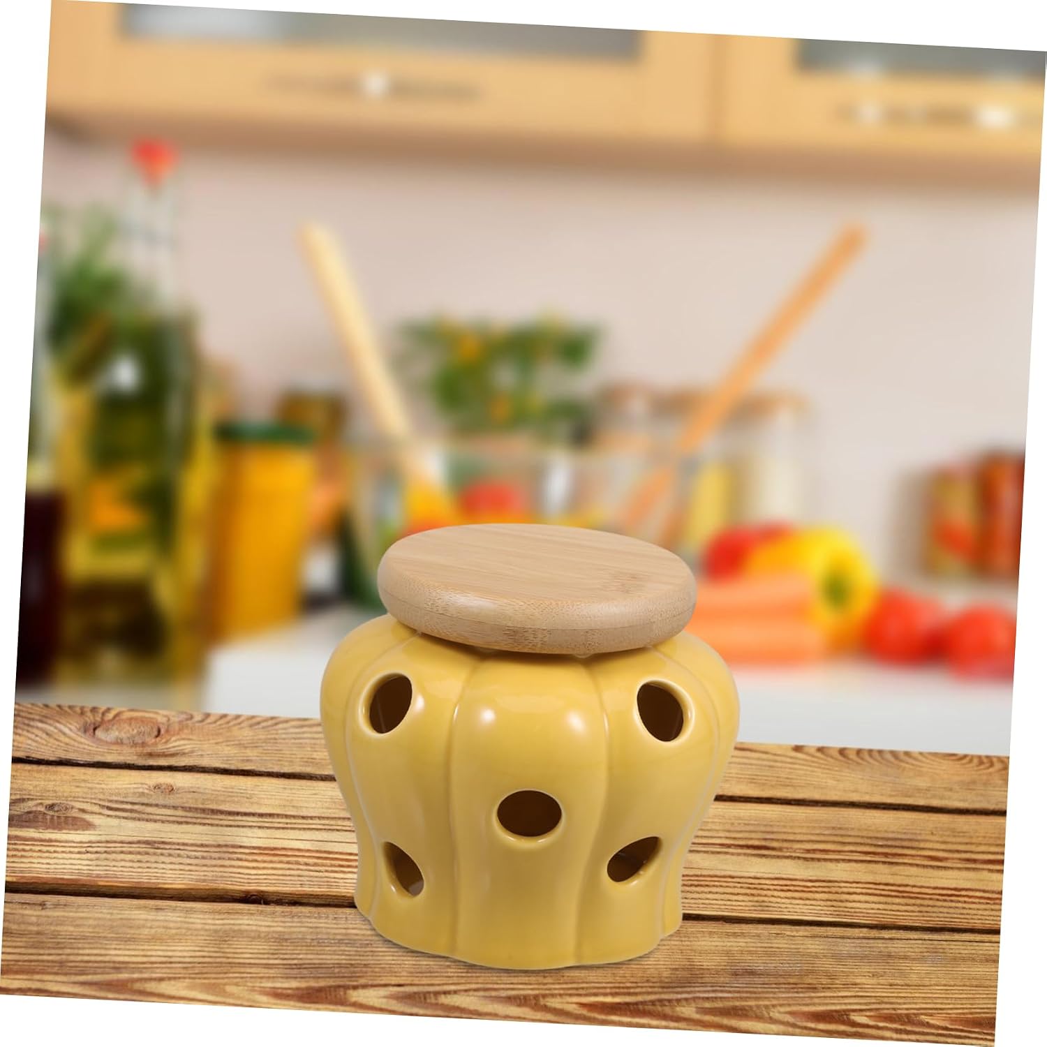 LIFKOME Ceramic Storage Containers for Kitchen Garlic Potato Counter Jar Pot Utensil Organize Your Kitchen