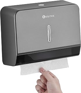 Papierhandtuchspender Wandmontage – Z-Falz & C-Falz Falthandtuchspender ohne Bohren, abschließbar, großer Vorrat (200+ Blatt), für Bad, Küche, Büro Grau