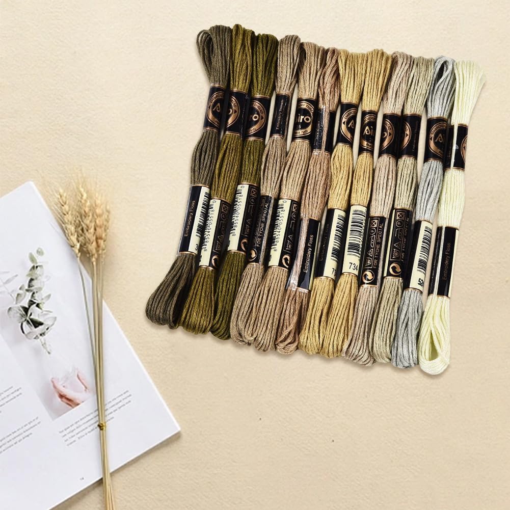 12 Skeins 105 Yards 6 Ply Brown Embroidery Thread Assorted Gradient Bulk Friendship Bracelet String Variegated Cross Stitch Yarn Polyester Floss Set for Crochet Hand Sewing Knitting Crafts image 3